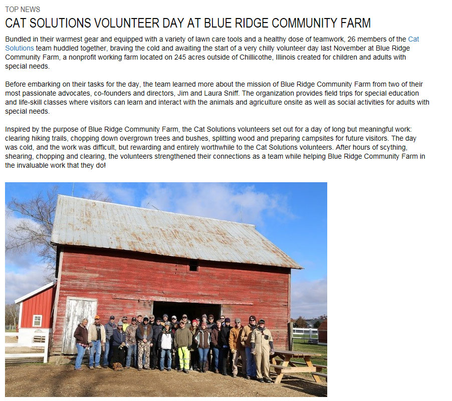 Caterpillar Job Site Solutions - Blue Ridge Farm Article